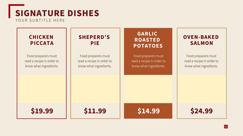 Food Infographics for Menus & Nutrition