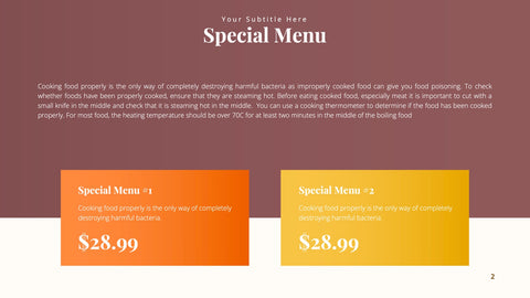 Food Infographics for Menus & Nutrition
