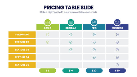 Pricing Table Infographics