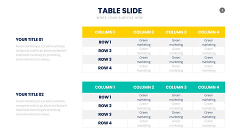 Table Infographics for Data Comparison & Reports