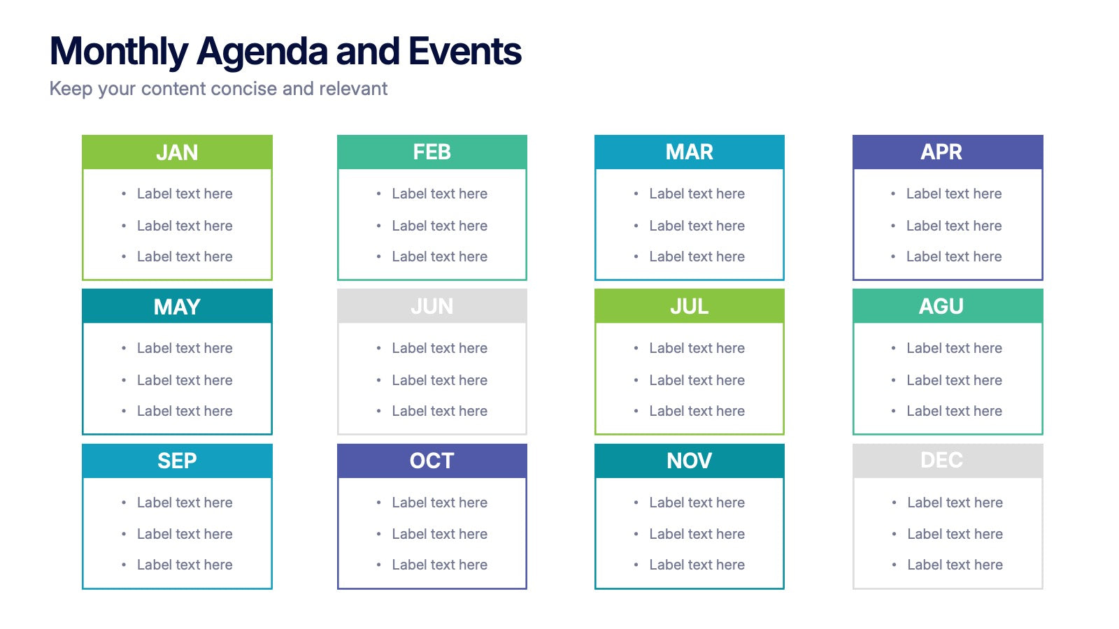 Monthly Agenda and Events Presentation