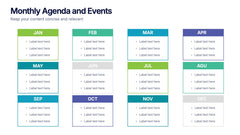 Monthly Agenda and Events Presentation