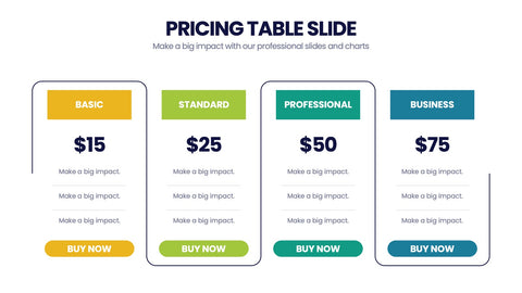 Pricing Table Infographics