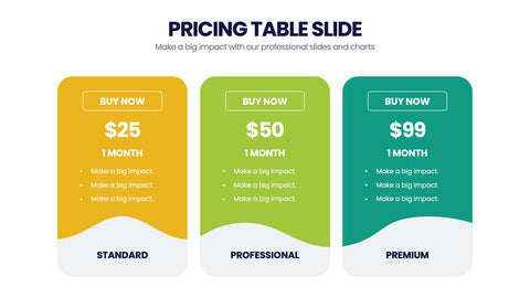 Pricing Table Infographics