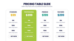 Pricing Table Infographics
