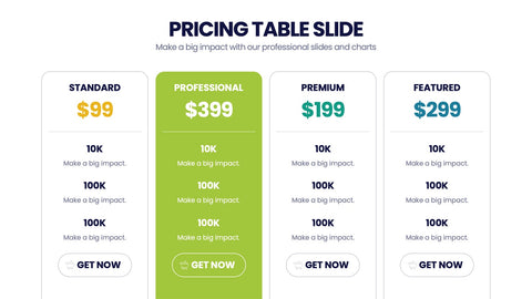 Pricing Table Infographics
