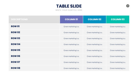 Table Infographics for Data Comparison & Reports