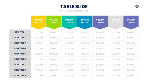 Table Infographics for Data Comparison & Reports