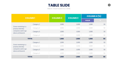 Table Infographics for Data Comparison & Reports