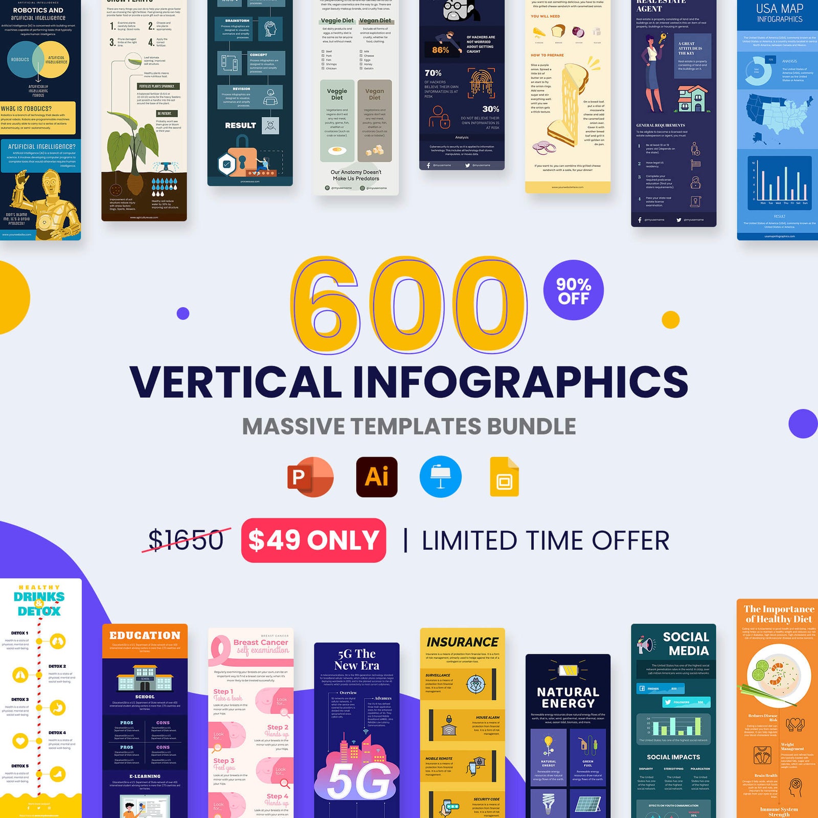 Vertical Infographic Templates Bundle