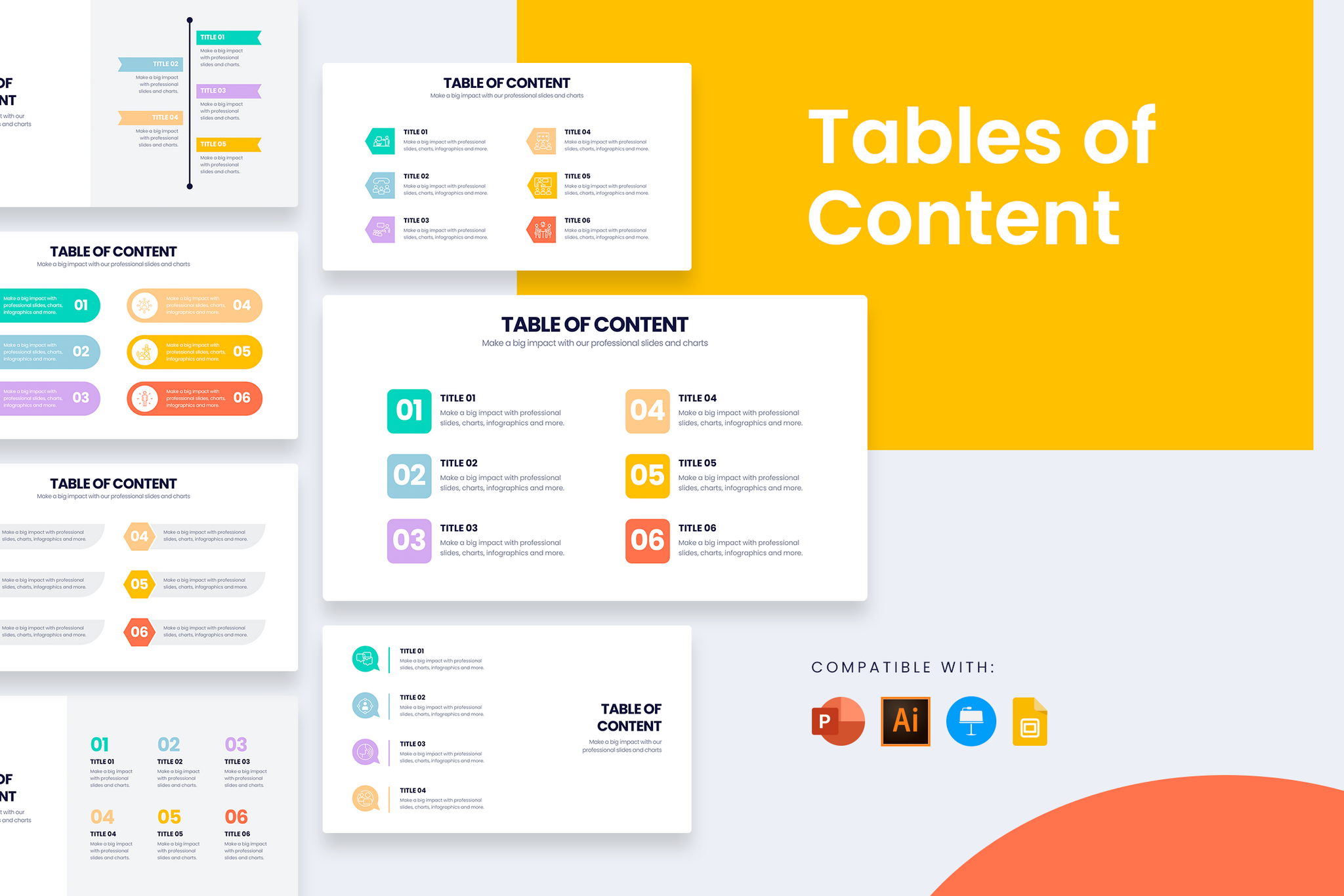 Table of content Slides for PowerPoint, Keynote, Google Slides and 