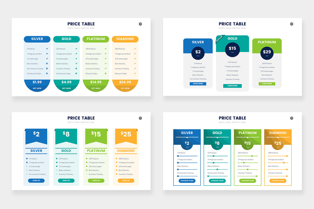 Pricing Table Infographics