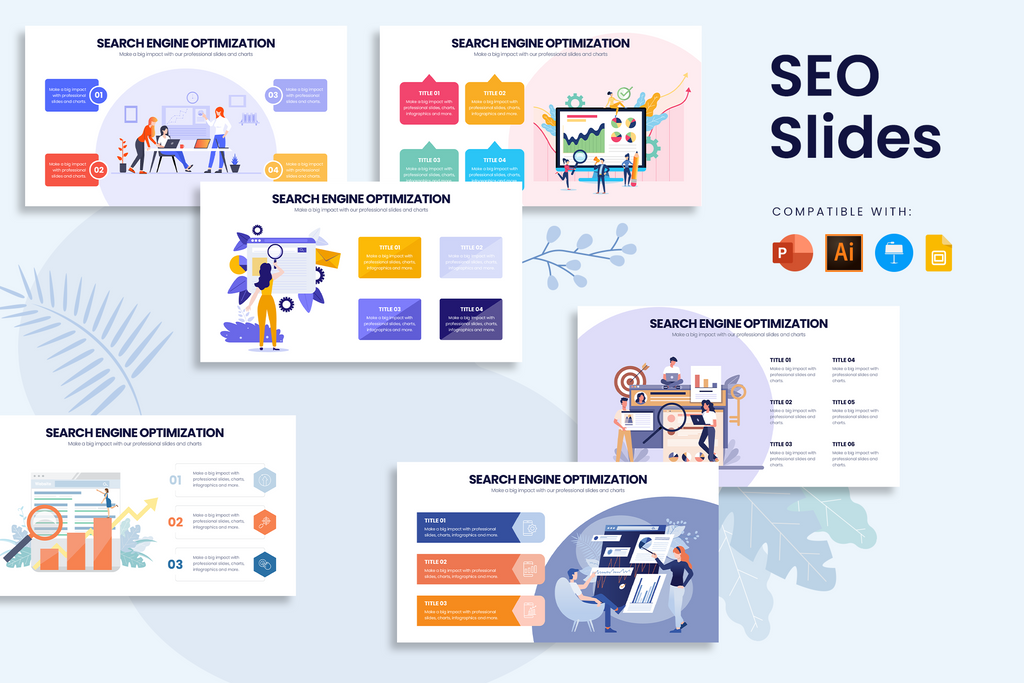SEO Infographics for PowerPoint, Keynote, Google Slides and Illustrator