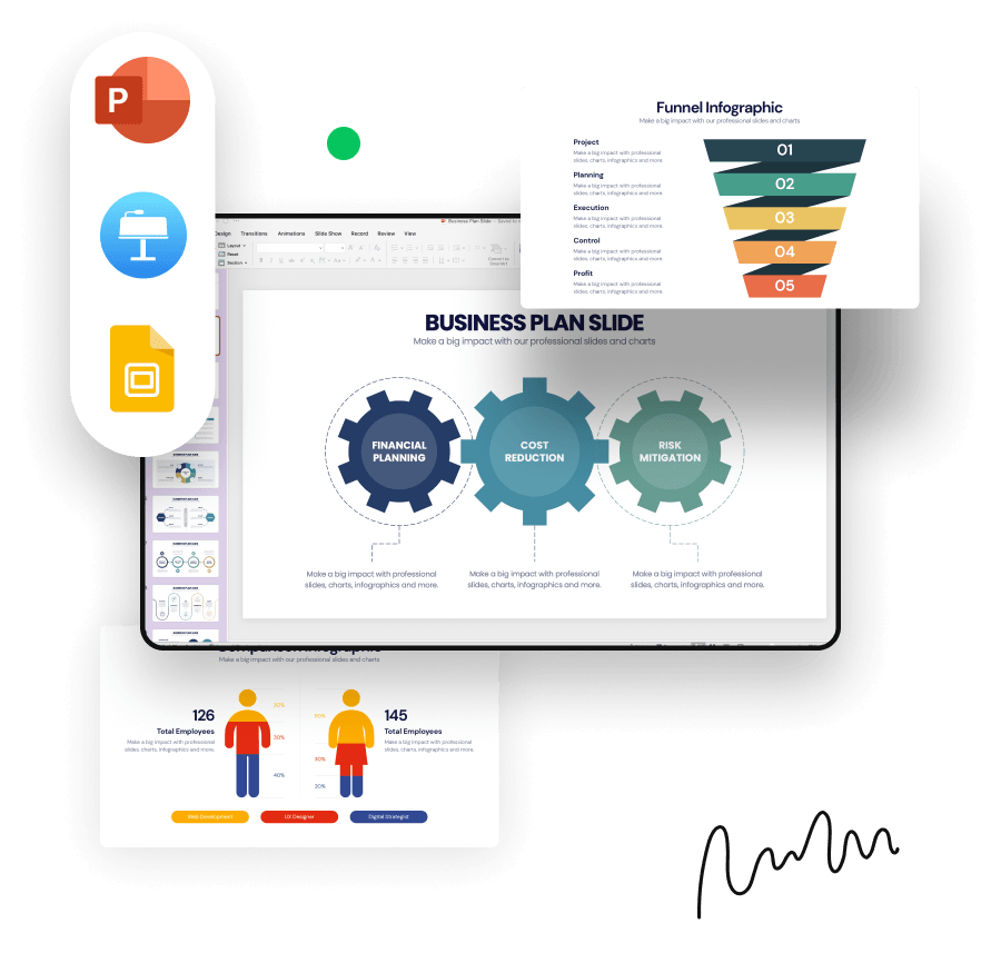 Compatible with PowerPoint, Google Slides and Keynote